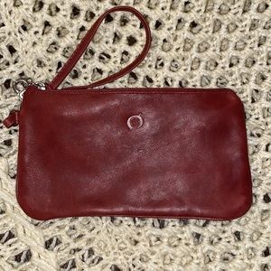 Born Red Leather Wristlet Clutch